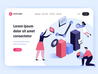 Vector banner of success business, financial analyzing