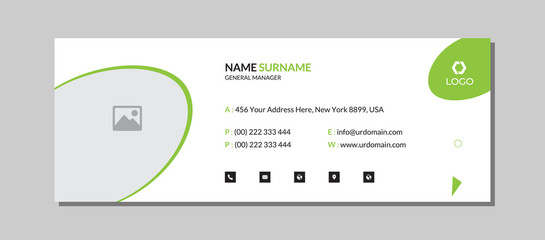 Email signature template with an author photo place minimal layout