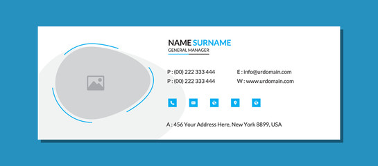 Corporate email signature template with an author photo place minimal layout