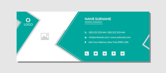 Modern corporate email signature template with an author photo place