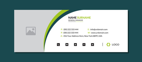 Modern corporate email signature template with an author photo place