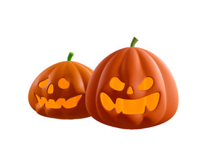 halloween pumpkins on white background. clipping path