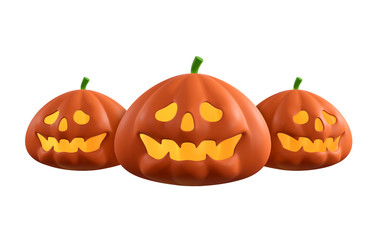 halloween pumpkins on white background. clipping path