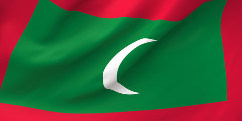 National Fabric Wave Closeup Flag of Maldives