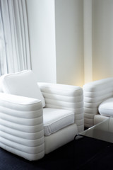 White sofas in luxury hotel room
