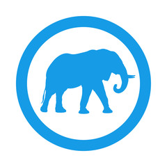 Fauna africana. Silueta de elefante africano en círculo color azul © teracreonte