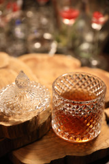 Whiskey in pub on bar counter