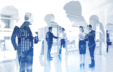 Business people in modern office, globalization