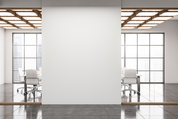 Panoramic meeting room with mock up wall