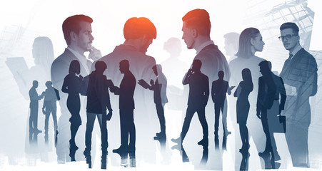 Business team members in modern city