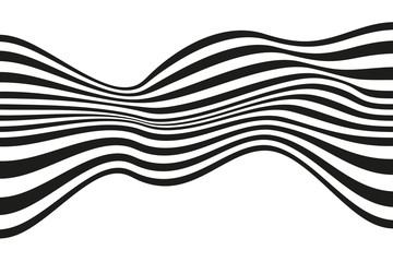 Wave abstract background. Black and white curved line stripe. 