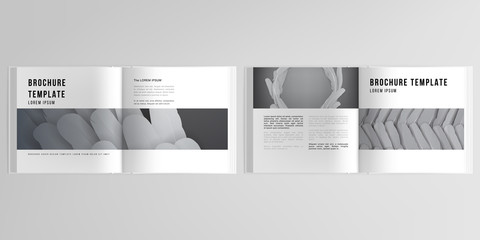 3d realistic vector layout of cover mockup templates for bifold square brochure, flyer, cover design, book design, magazine, brochure cover. Feathers, birds plumage in abstract style. Graphic pattern.