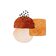 Abstract modern watercolor brush. Black, orange, red, gold, yellow watercolor Illustration isolated on white background. Wedding card. Minimal business card, poster, logo.