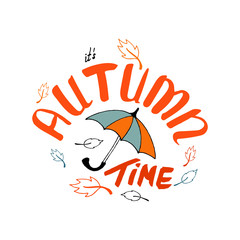 Hand written autumn time lettering with decor