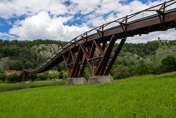 Fototapeta na wymiar Wooden bridge in Essing