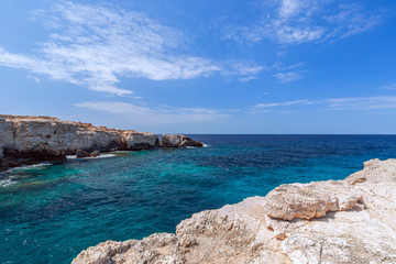 Fototapeta na wymiar View of the bay Cala Portinatx. Ibiza. Balearic Islands, Spain