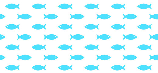 Fish of fishes seamless pattern background. Schools of fish swimming in the  river water sign. Vector fishing underwater. Animal icons. Cartoon fish swim in the sea or ocean wave.