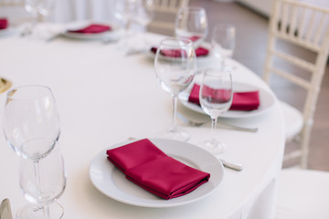 Elegant table setting. Wedding, event celebration concept.