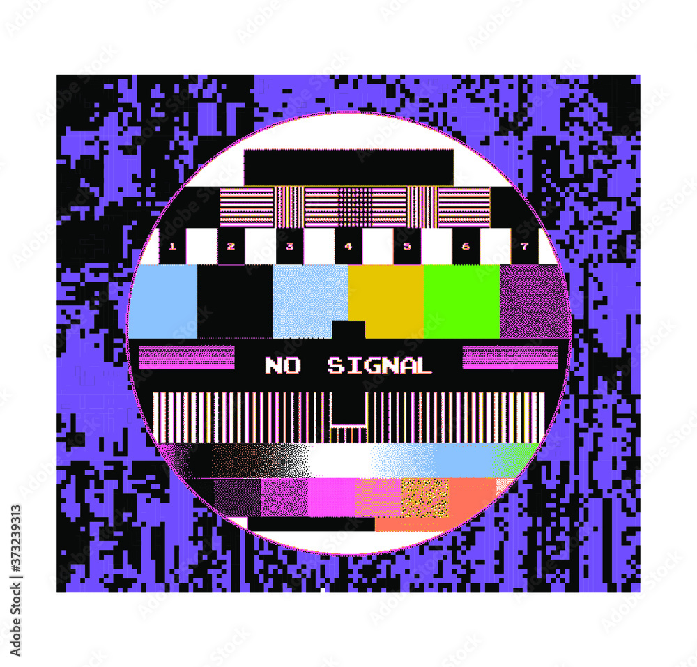 Poster Abstract pixelated background with flickers and datamoshing effect. Vaporwave and cyberpunk style aesthetics.