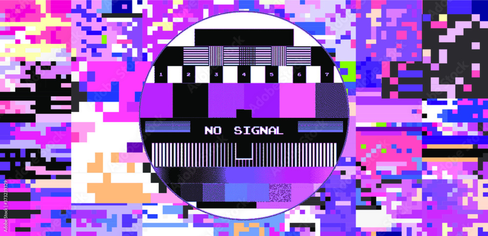 Aufkleber Abstract pixelated background with flickers and datamoshing effect. Vaporwave and cyberpunk style aesthetics.