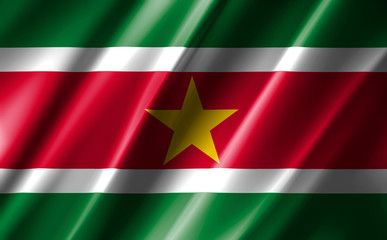 3D rendering of the waving flag Surinam