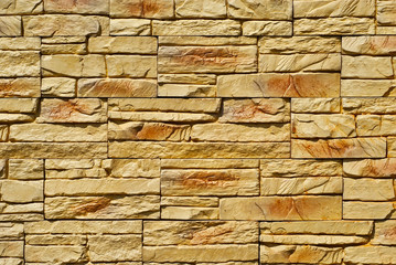 Texture of brick wall and concrete blocks. Samples of stone plates stacked evenly in a row.