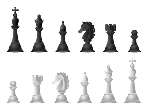 Chess icons set. Cartoon set of chess vector icons for web design