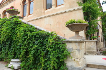 Fototapeta na wymiar Chersonesos. Courtyard in the Italian style. Crimea