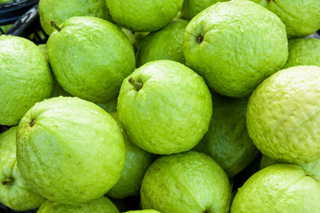 close-up fresh guava selling at the market