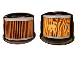 Two car oil filter on white background