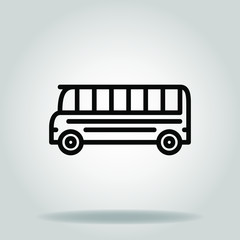 Logo or symbol of school bus icon with black line style
