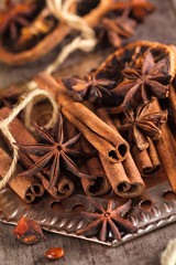 Star anise and cinnamon sticks.