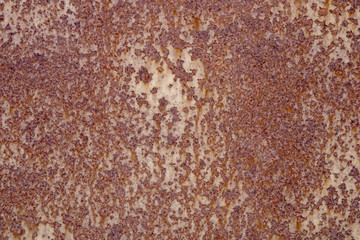 The wall is made of old rusty metal.