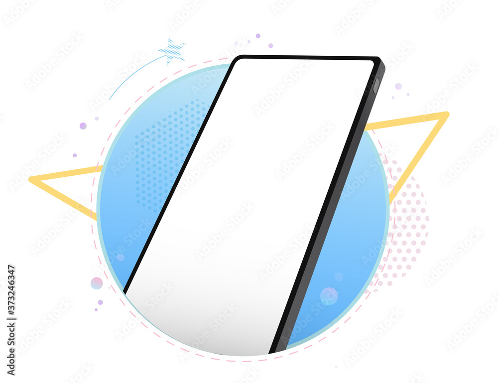 Canvas Prints mobile phone vector mockup with geometric abstract background. frameless black smartphone perspectiv