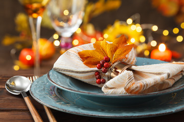Thanksgiving autumn place setting.