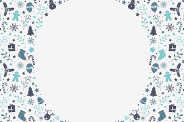 Christmas background with decorations and copyspace. Concept of Xmas frame. Vector