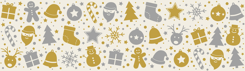 Fototapeta premium Christmas banner with festive ornaments. Vector