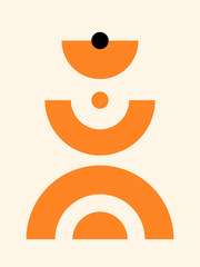 Contemporary  geometric composition. Boho wall decor. Mid century art print. Abstract poster.