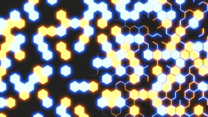 Abstract hexagon grid growth line