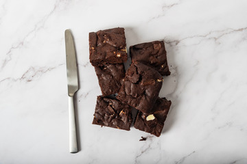 homemade brownie with white chocolate chip and chocolate chip
