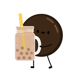 Tea pearl character design. Tea pearl ball character. free space for text. Tea pearl vector. Tea pearl vector.