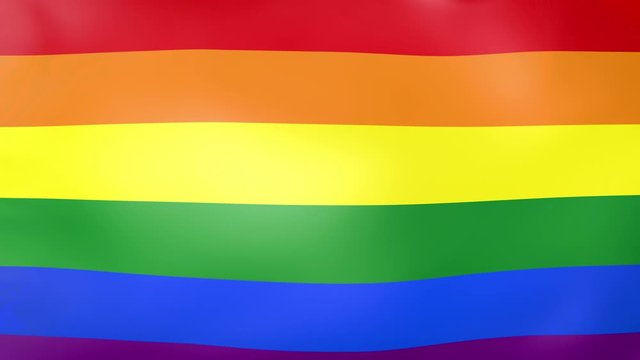 4k Close up of LGBTI gay pride rainbow flag slow waving in wind