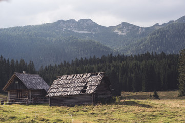 Old mountain cabin in Slovenian Alps. Triglav National Park