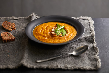 cream of pumpkin soup with peas