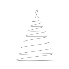 Christmas tree line drawing design. Vector illustration