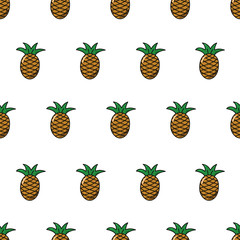 Vector seamless pattern with pineapple. Repeating fruit icon on white