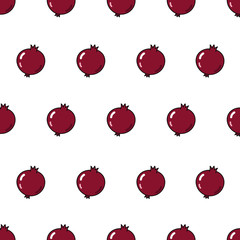 Vector seamless pattern with pomegranate. Repeating fruit icon on white