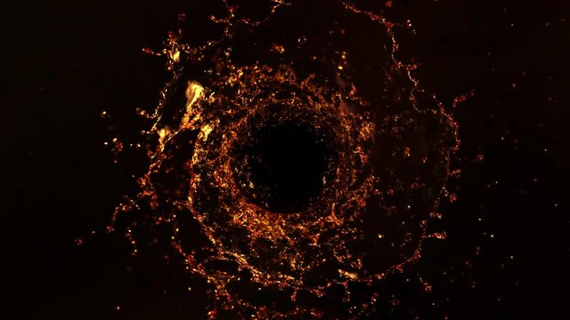 Super Slow Motion Shot of Golden Liquid Whirl Isolated on Black Background at 1000fps.