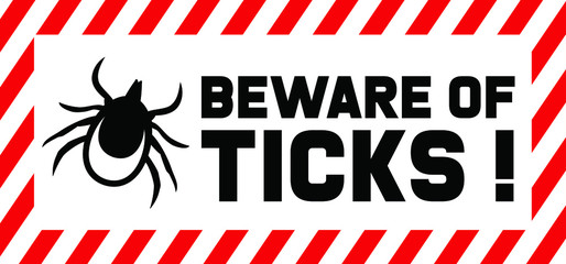 Stop halt, ticks.  Stop parasite icon Fun vector insect bite sign. Forbidding signs. Do not enter area. Not allowed zone. Symbol and pictogram icons. Blood, Novel SFTS virus