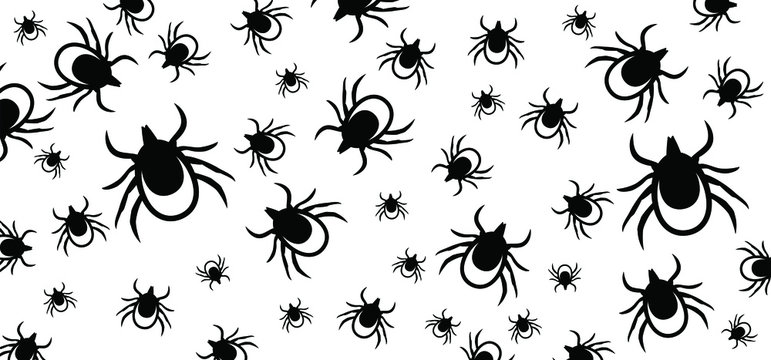 Stop halt, ticks.  Stop parasite icon Fun vector insect bite sign. Forbidding signs. Do not enter area. Not allowed zone. Symbol and pictogram icons. Blood, Novel SFTS virus